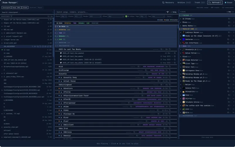 Roam Studio — desktop app for Ableton project management
